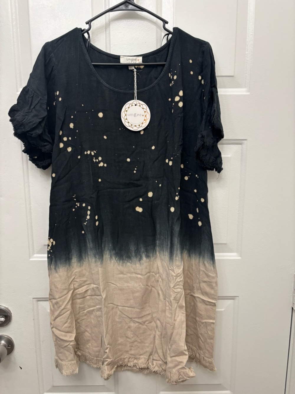 Umgee Black & Tan Dip-Dye Midi Dress with Splatter Detail